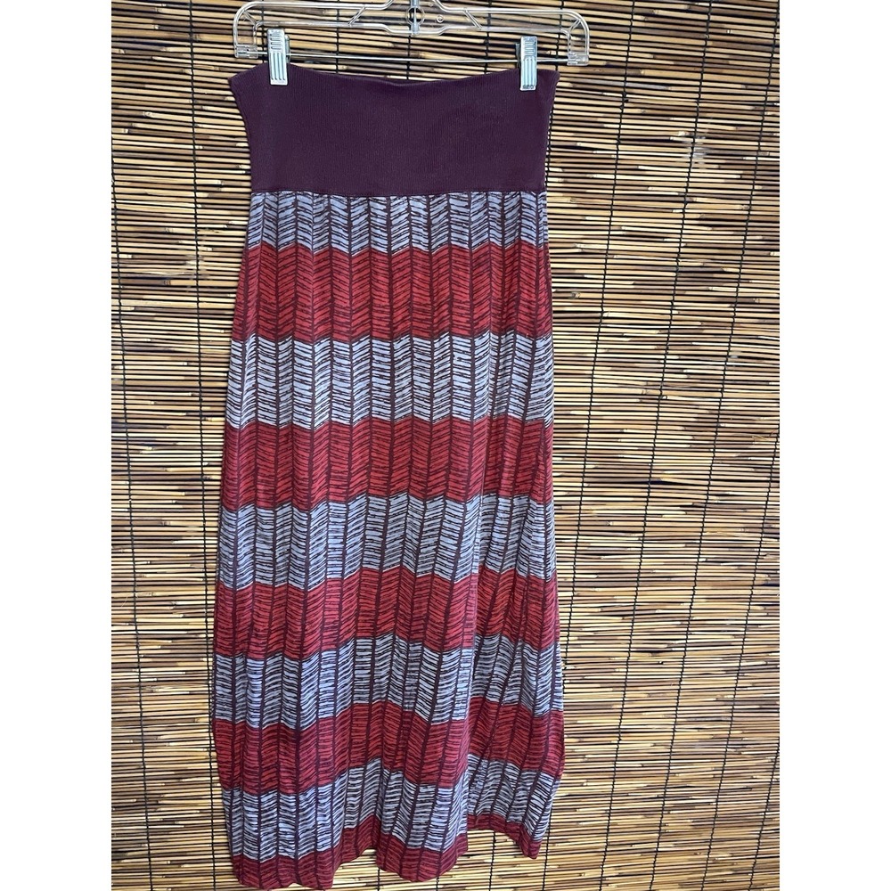 Hurley Women's XS Chevron Knit Maxi Skirt Boho Burgundy Maroon Red